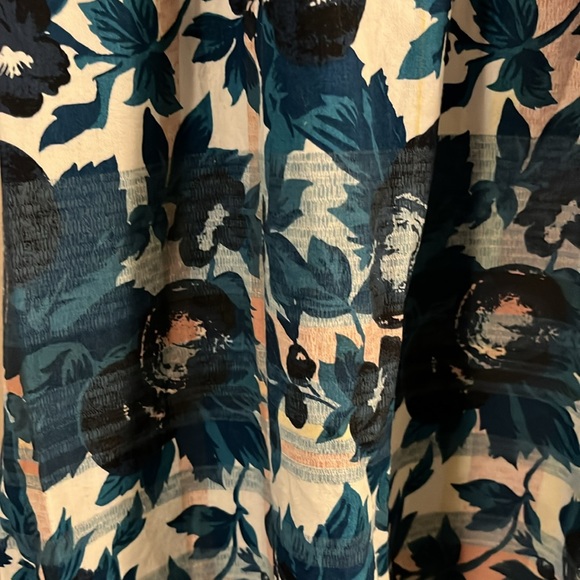 Urban Outfitters Kimchi Blue Floral Print Strapless Pocketed White Blue Dress 4 - Picture 5 of 14